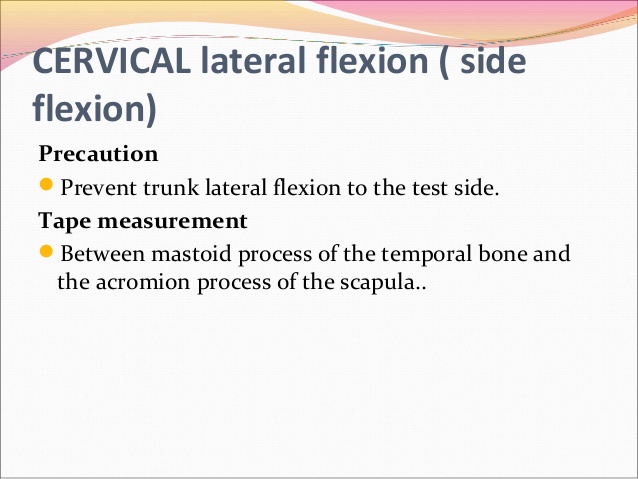 Cervical lateral flexion ROM measurement