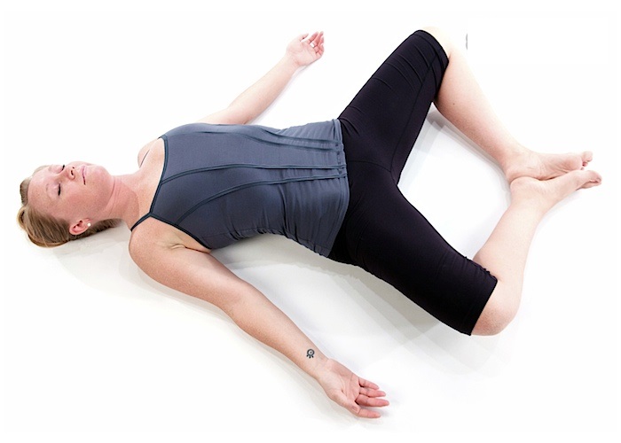 supine frog stretching exercise