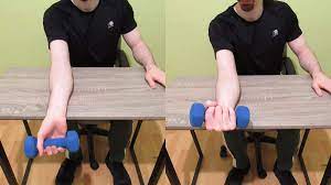 Wrist flexors strengthening with dumbbell