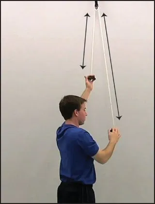 Active-assisted shoulder flexion and extension with the use of pulley and rope