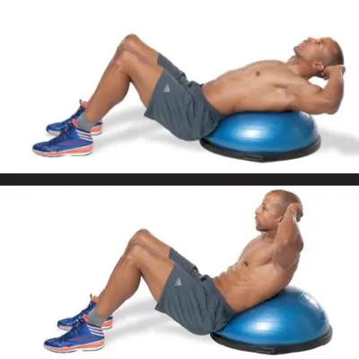 Bosu ball bicycle crunch